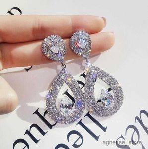 Charm Zircons Classic Water Shaped Cubic Crystal Bridal Earrings Wedding Jewelry For Brides Bridesmaid R230819