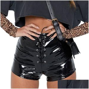 Women'S Shorts Women Sexy Pu Leather Lace Up Red Black High Waist Bandage Mini Y200512 Drop Delivery Apparel Womens Clothing Dhzqe