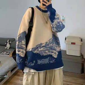Men's Sweaters Couple autumn and winter lazy wind Korean version loose sweater female student round neck wild snow mountain brand 230818