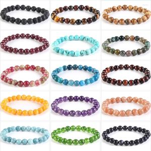 Strand Naturstein Armband Tiger Auge Lava Amethysts Türkismonsteine ​​Kristall für Männer Frauen Schmuck Geschenk Heilung Energie