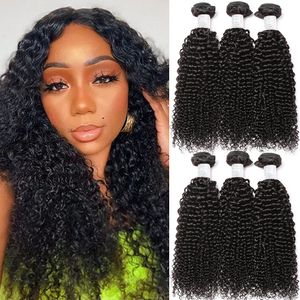 Facos de cabelo humano curly e curly 1/3/4pcs Extensão de cabelo humano cor natural Cor de 8 a 40 polegadas Remy Hair 100% Human Hair