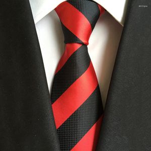 Bow Ties Fashion Stripe Black Red Skinny Silk Neck Tie for Men Suits Mens Slim Necktie Business Cravats 8cm Width Groom Neckties