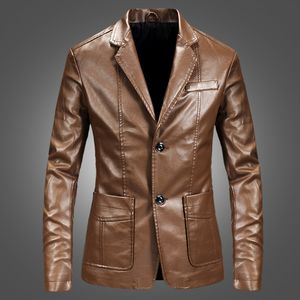 Мужские куртки Pu Jacket Мужчина с твердым цветом