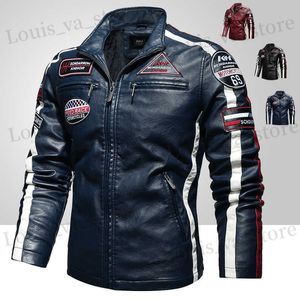Jaqueta de motocicleta vintage masculina 2023 Men moda moda nova jaqueta de couro para masculino bordado casaco de bombardeiro lã de inverno pu PU sobretudo T230819