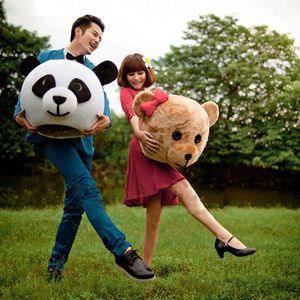 Halloween Lover Heads Panda & Bear Mascot Costume Fancy Dress Wedding Party Props Adult Outdoor Mascot Head