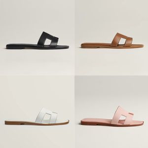 Designer Womens Slide Oran Sandals Box Calfskin Classic Leather Patent Leather Flat Slippers