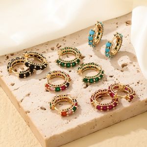 12 Colors for Options CZ Huggie Hoop Earrings for Women Yellow White Gold Plated Bling CUbic Earrings Hoops Women Engagement Jewelry