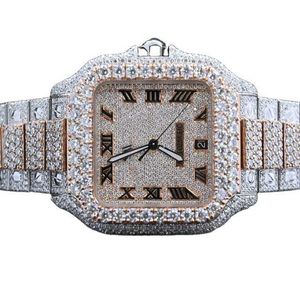 Orologio di alta qualità Gioielli Iced Out Orologio in acciaio inossidabile automatico di lusso rotondo con diamanti Moissanite per uomo e donna