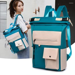 Bolsas escolares Oxford Water impermeável Backpack Brand Anti-roubo Bolsa de viagem de grande capacidade Laptop Moda de retalhos feminina feminina