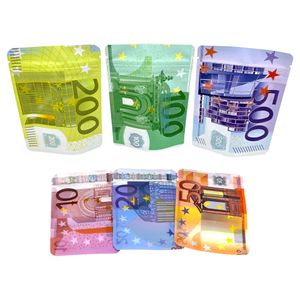 1-3.5g Mylar Small Bag Bills Paper Bolsa Bolsa pequena com janela clara Design personalizado Euro