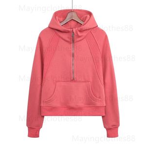 LL yoga hoodie Autumn/Winter Yoga Set Hoodie Half zip Women's sports sweater Loose blazer Fitness short fleece yoga coat SweatshirtTDTI