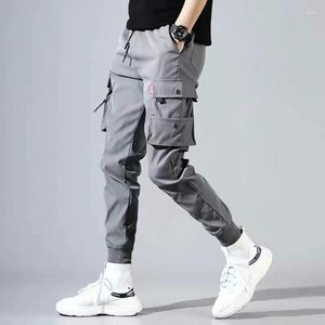 Herrenhosen Schwarz grauer Twill Baumwolle männliche Herbstpocket Fashion Jogger Ribmanschette Frauen Freizeithosen 2023 Hip Hop Kleidung