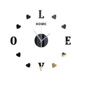 Wall Clocks Modern Clock Large Removable Living Room 3D Stickers Decals Office Love Letters DIY Frameless Mirror Surface Home Decor