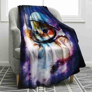 Koce Galaxy Space Cat koc miękki ciepły klimatyzację Flanela Rzut Ket do sypialni kanapa sofa