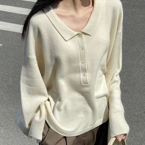 Women Polo Collared Loose Knitted Sweater toteme