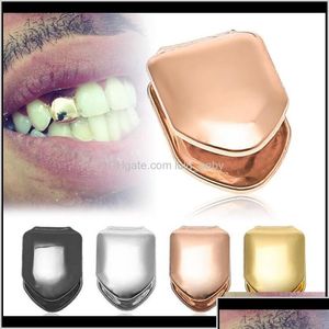 Grillz Dental Grills Braces Одинокий металлический зуб Золотой Сиер Цвет верхний нижний нижний хип -хоп зубочи