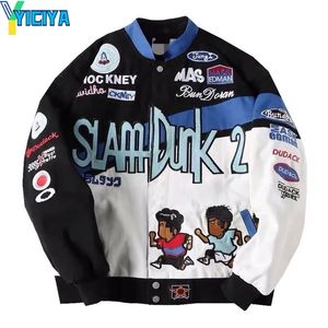 Женские куртки yiciya Jacket Bomber Женщины Racing Car Vintage Winter Coats Ursity Jacket Вышивка американское бейсбольное пальто с длинным рукавом 230818