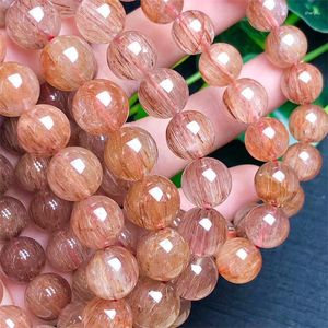 Bangle Natural Copper Rutilated Quartz Bracelet Crystal Bead Healing Stone Fashion Gemstone Jewelry Gift 1pcs 9/10/12mm