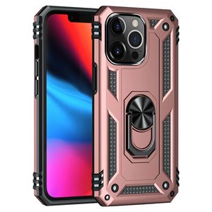 Metal Ring Kickstand Armor stötsäkra fodral för iPhone 15 14 12 11 13 Mini X Xs Max Pro XR SE 7 8 6 6S plus TPU PC Holder Cover Coque