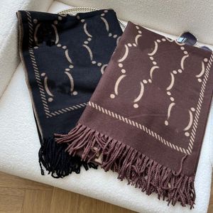 180*70cm Big Size Women Famous Brand Letter Embroidery Silk Scarves Luxury Designer Solid Color Scarf Winter Outdoor Keep Warm Tassel Shawl Wrap Fashion Accessories