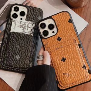 Vackra iPhone -telefonfodral 15 14 Pro Max Luxury Leather MC Card HI Quality Purse 18 17 16 15Pro 14Pro 13Pro 13 12Pro 13 12 11 X Xs 7 8 Fall med Logo Box Packing JS 724