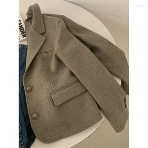 Women's Suits Milk Grey Green Suit Coat 2023 Spring And Autumn Fashion Light Mature Style Temperament Celebrity Single Piece