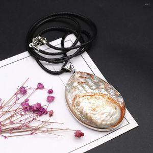 Pendant Necklaces Natural White Shell Oval With Chain Abalone Shellfis For Jewelry Making Charms Necklace Accessory Women Men Gift Party