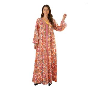 Etnik Giyim Kaftan Elbiseler Kadınlar Dubai Boncuklu Abaya Femme Lüks Mütevazı Bir Gece Kadınlar Müslüman