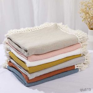 Decken neue Baumwoll -Musselin -Swaddle -Decken für Neugeborene Baby Quaste empfangen Decke Swaddle Wrap Säugling Schlafende Quilt Bett R230819
