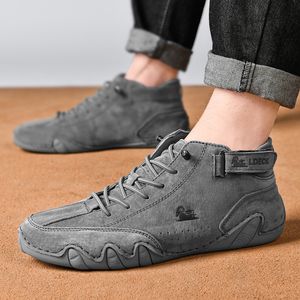 Stivali le scarpe da uomo primaverili funzionano a corto sola slaccia grigia in pizzo vintage a basso contenuto di sneakers versatili coppia sport 230818