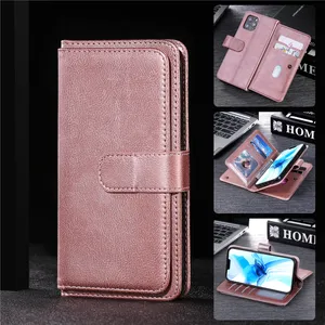 Magnetic Folio Phone Case för iPhone 15 14 13 Pro Max Samsung Galaxy Folding Z Fold3 Fold4 S22 S23 Ultra A23 5G A24 A25 A23E A23S A54 A34 A04E 10 KORT SLOTS PALLETSKAL