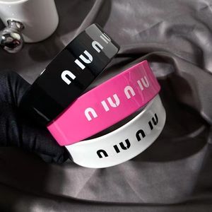 Mi 23 New Acetic Acid Hair Band Wide Edge Colorful Miu Letter Hair Clip French Mesh Red Sweet Style Hair Accessories