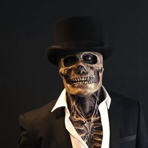Maschere per feste l'ultima maschera biochimica scheletro per i sostenitori del cosplay di Halloween Silicone Cover Head con cappello PR Vendita 230818