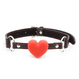 BDSM Bondage Heart Gag Rubber&pu Leather Open Mouth Harness Ball Shape Couple Game Flirting Oral Sex Product for Woman Man O3