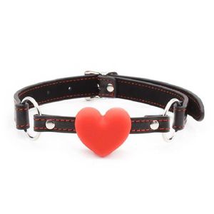 Bdsm bondage cuore bavaglio gomma in pelle in pelle aperta imbracatura a forma di pallina coppia gioco flirtare prodotto sessuale orale per donna uomo o3