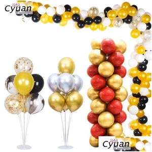 Party Decoration Cyuan 7 Tubes Balloons Holder Column Stand Clear Plastic Balloon Birthday Decorations Kids Garlands Drop Delivery Hom Dhssv