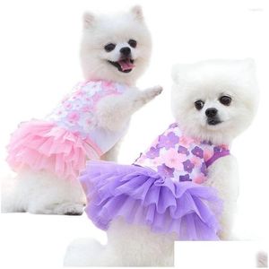 Hundkläder sommarblommor klänning teddy bichon persika blommor kjolar husdjur dräkt valpkläder för små droppleverans hem trädgård supplor dhzac