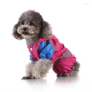 Moda de vestuário para cães Pequena capa de chuva à prova d'água de estimação de casaco de chuva com capuz de capuz