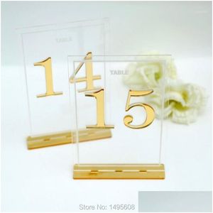 Party Decoration Centerpieces Luxury Clear Acrylic Table Numbers Holder Calligraphy Gold Mirror Signs Drop Delivery Home Garden Festi DH20E