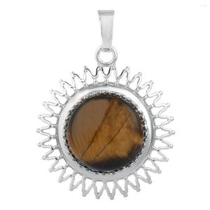 Pendant Necklaces Natural Crystal Stone Sun Shape For Men Women Jewelry Making DIY Necklace Accessories