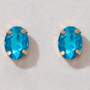 Stud Earrings Luxury Blue Clear Crystal Stone For Women Elegant Geometry Rhinestone Earring Lady Wedding Jewelry 20734