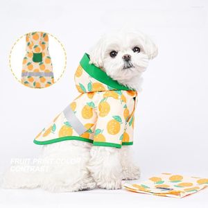 Dog Apparel Four Seasons Printed Fruit Puppy Clothes Waterproof Thin Cute Pet Clothing Raincoat Coat