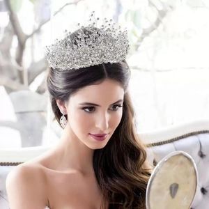 Kopfbedeckungen Luxus afrikanischer Strasshochzeit Kronen Silber Festzug Tiara Crowns Chic Bride Stirnbänder Haarzubehör Mode Mode
