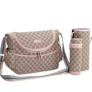 حقيبة حفاضات الأم مقاوم للماء Baby Zipper Brown Plaid Print Print Propack Messenger Diaper Diaper Bag Bag Fashion ثلاث قطع S7