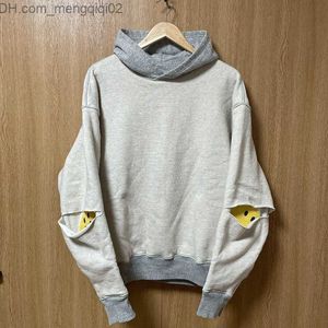 Herrtröjor tröjor kapitalt leende patch reversibelt dubbel ansikte japanska leende hoodie z230818