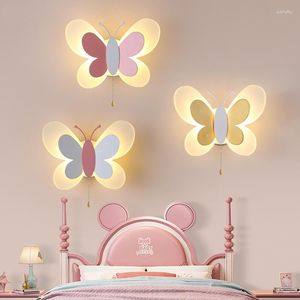 Wall Lamps Butterfly Girl Room Lamp Creative Cartoon Children Energy-Saving Boy Bedside Bedroom Ceiling Aisle