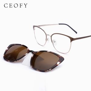 Fashion Sunglasses Frames Ceofy Women Stylish Metal Glasses Frame Optical Myopia Prescription Sun Clip On Polarized Eyeglasses Frame Arrival 230818