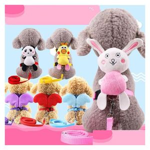 Colarinhos de cachorro colares de cachorro de anjo de anjo fofo leads para cães pequenos cães gatos designer acessórios de arnês ajustáveis ​​entrega de gota home g dhkmd