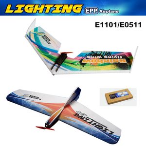 Flygplan Modle E1101E0511 Rainbow II WINGSPAN RC AIRPLANE DELTA Wing Tail-Pusher Flying RC Aircraft Toys Kit version för barn DIY Plane Toys 230818