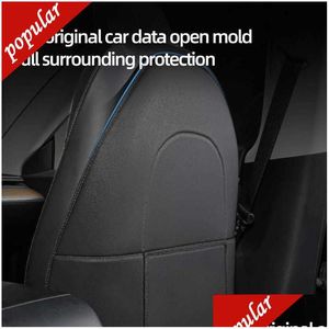 Car Seat Covers Pu Leather Anti-Kick Pad For Tesla Model 3 Y Fl Back Protectors Mat Child Anti Dirty Interior Storage Cushion Drop D Dh5Ji